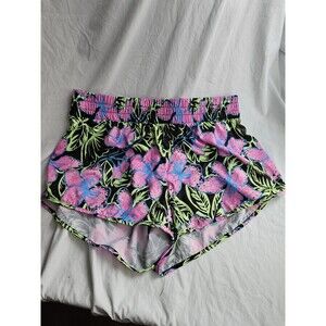 Endless Waves Women's XL Floral Athletic Shorts Recycled Polyester Pink